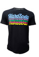 HardSoda unisex black t-shirt with rainbow stacked logo on front – XL size