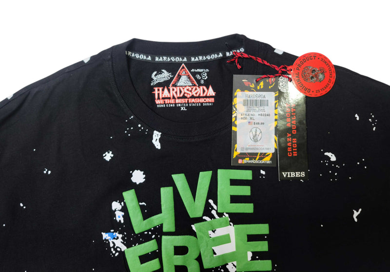 HardSoda “LIVE FREE” Graphic Print T-Shirt – Black XL (Unisex)