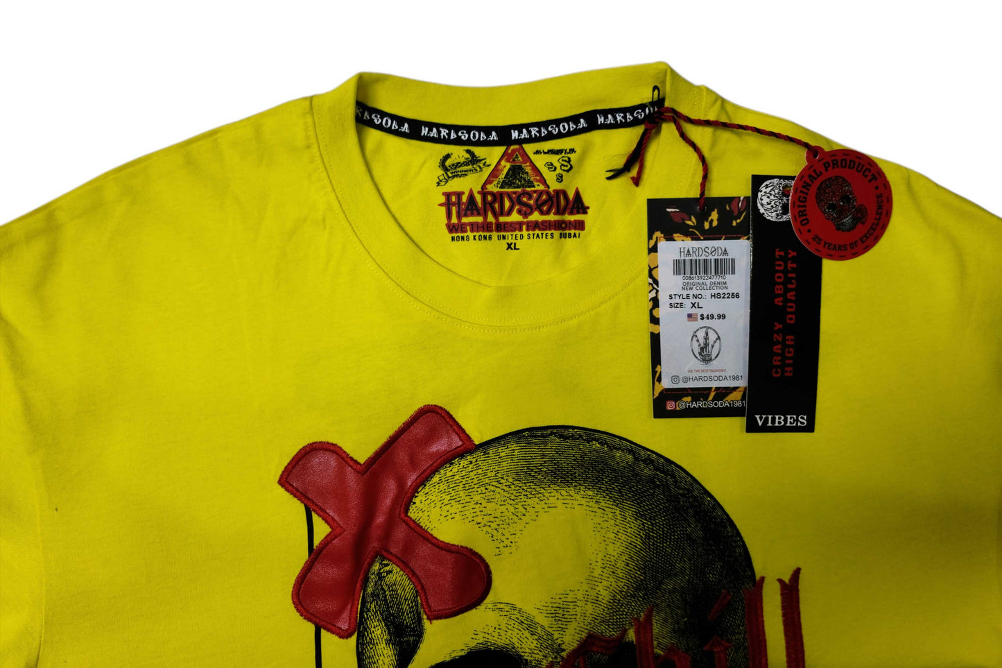 HardSoda Unisex "No Chill" Skull Graphic T-Shirt – Yellow – XL