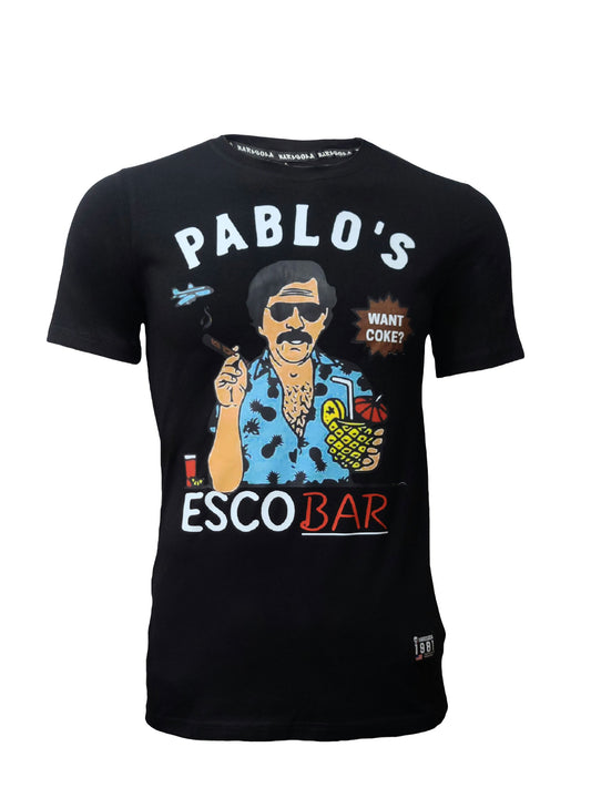 HardSoda Pablo’s EscoBar unisex graphic t-shirt in black with bold print