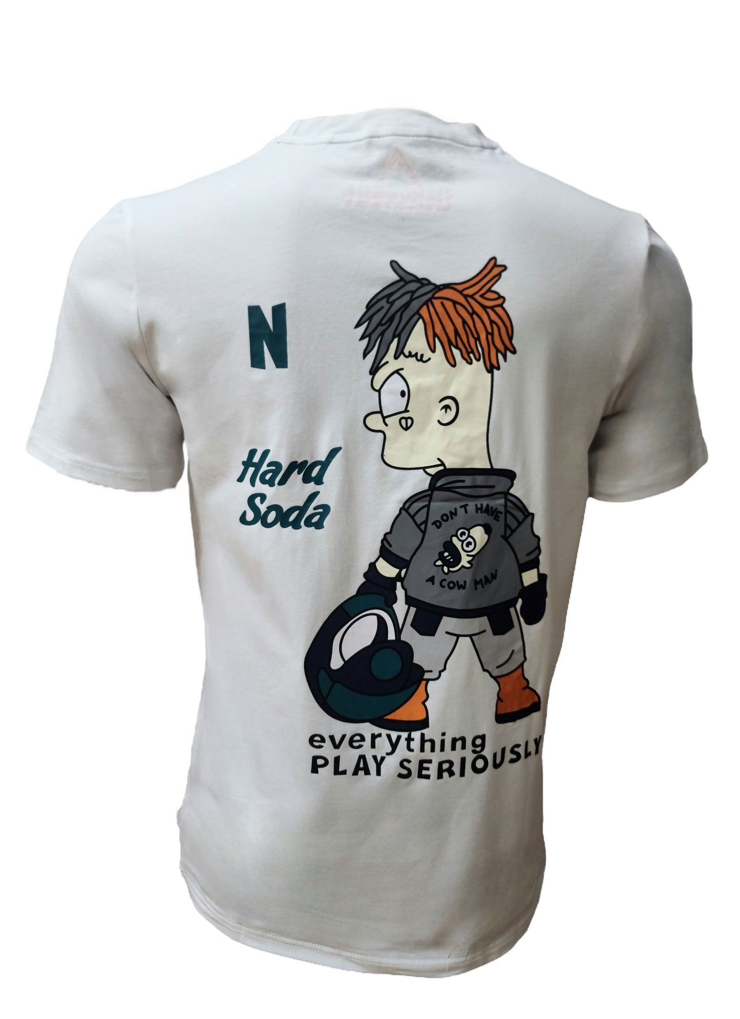 Unisex Cartoon Graphic White Cotton T-Shirt – HardSoda Play Series (XL)