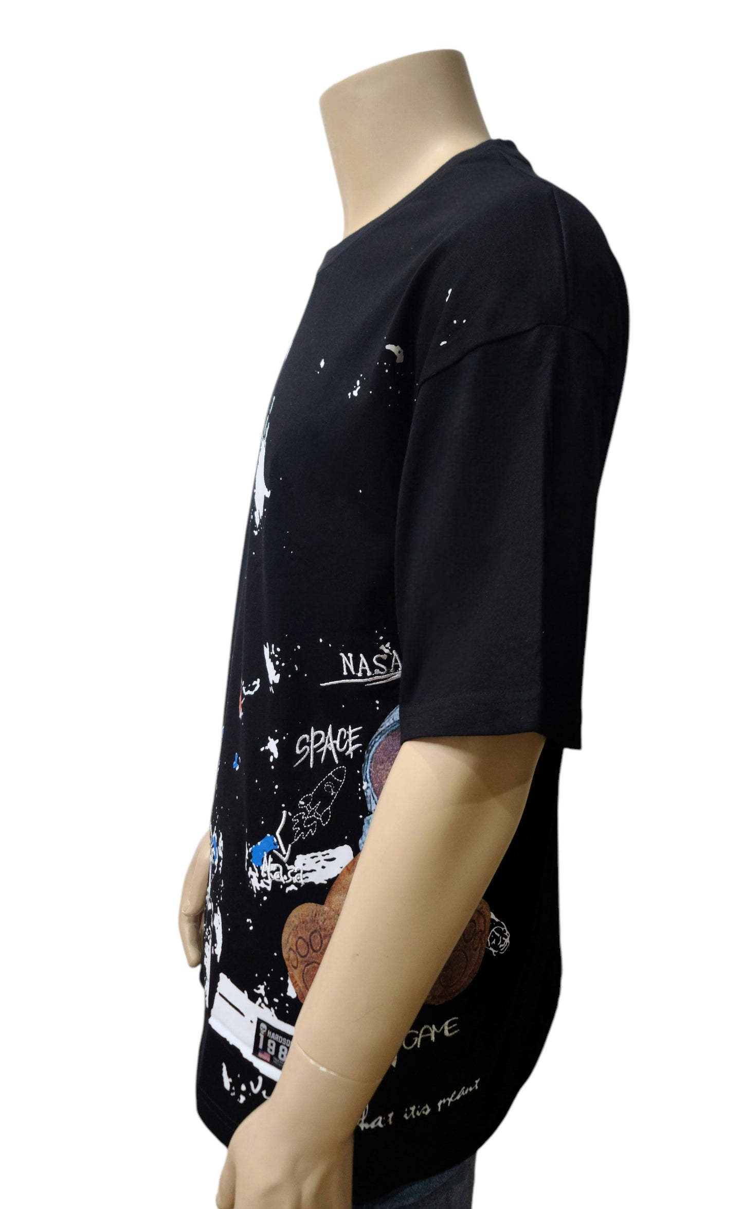 HardSoda Unisex Paint Splash Graphic Black T-Shirt – 2XL
