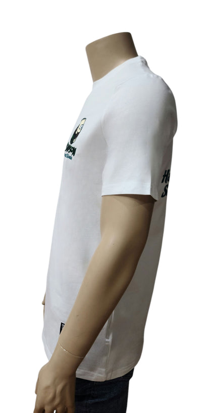 Unisex Cartoon Graphic White Cotton T-Shirt – HardSoda Play Series (XL)