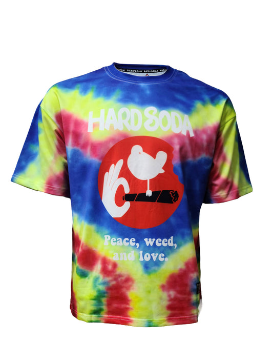 HardSoda Tie-Dye Peace Weed Love Unisex Cotton T-Shirt