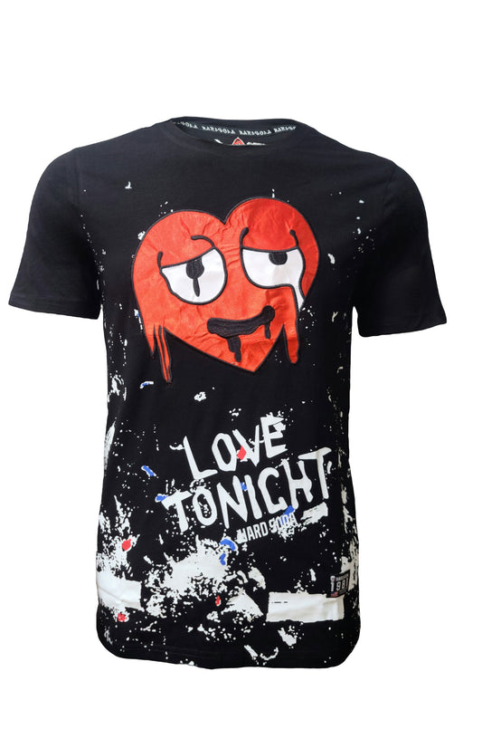 Unisex Black T-Shirt with Red Heart "Love Tonight" Design – HardSoda