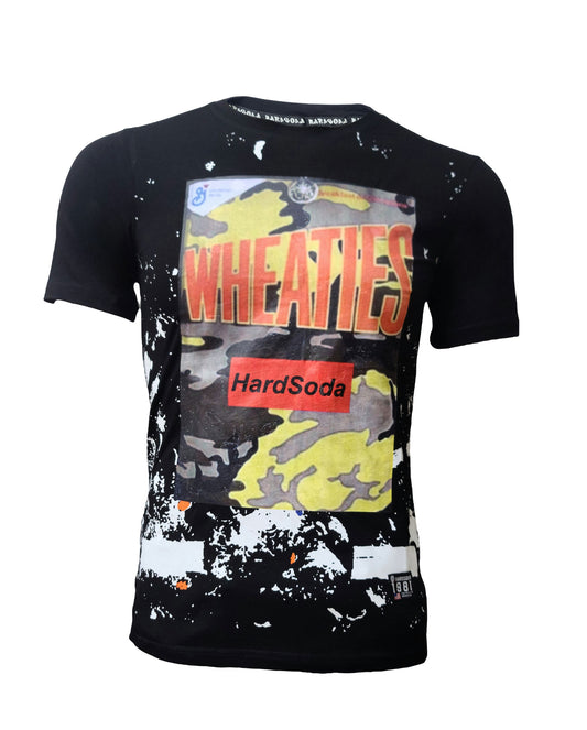 HardSoda Wheaties Graphic Black T-Shirt - Front & Back View