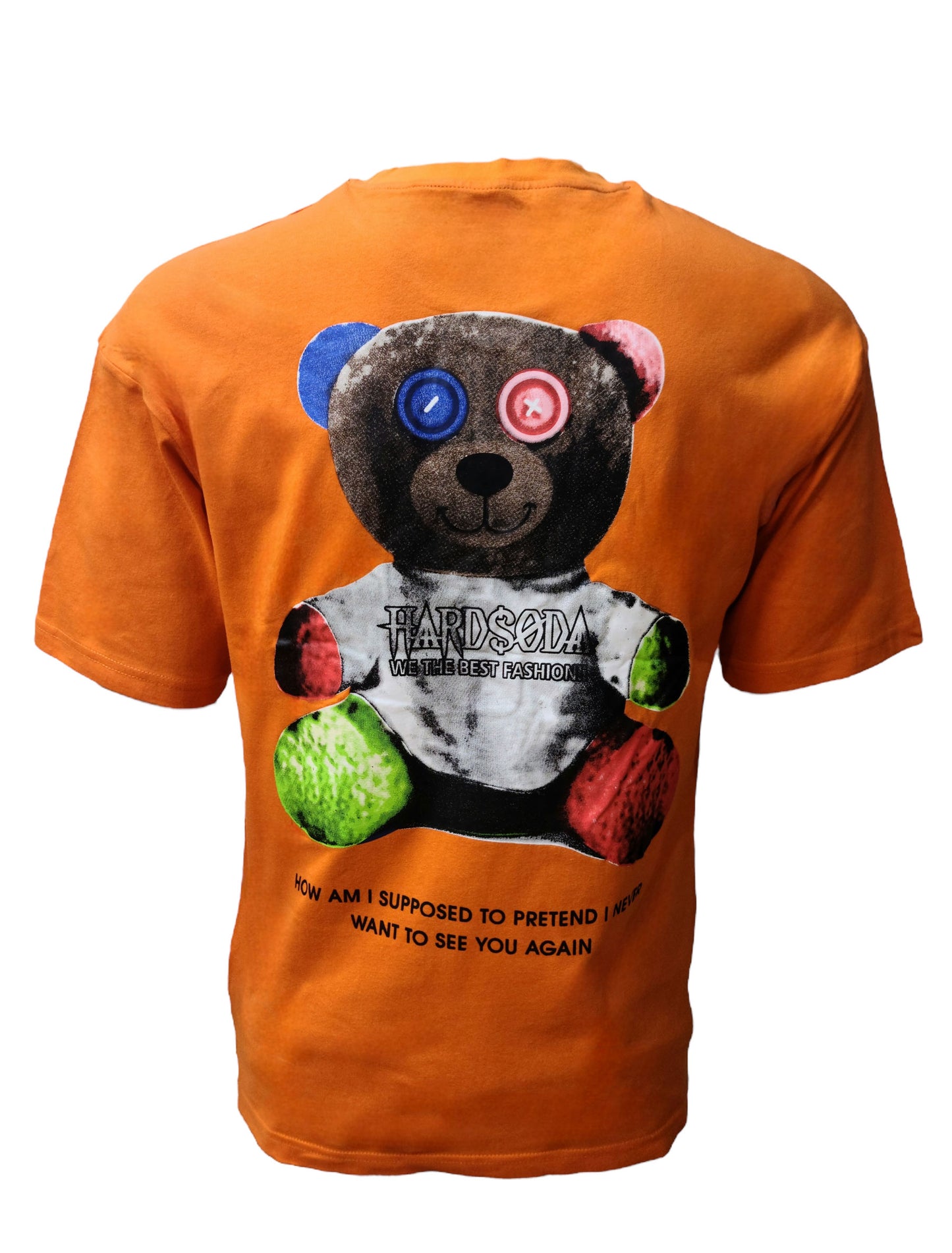 HardSoda Unisex Orange Bear Graphic T-Shirt Back View
