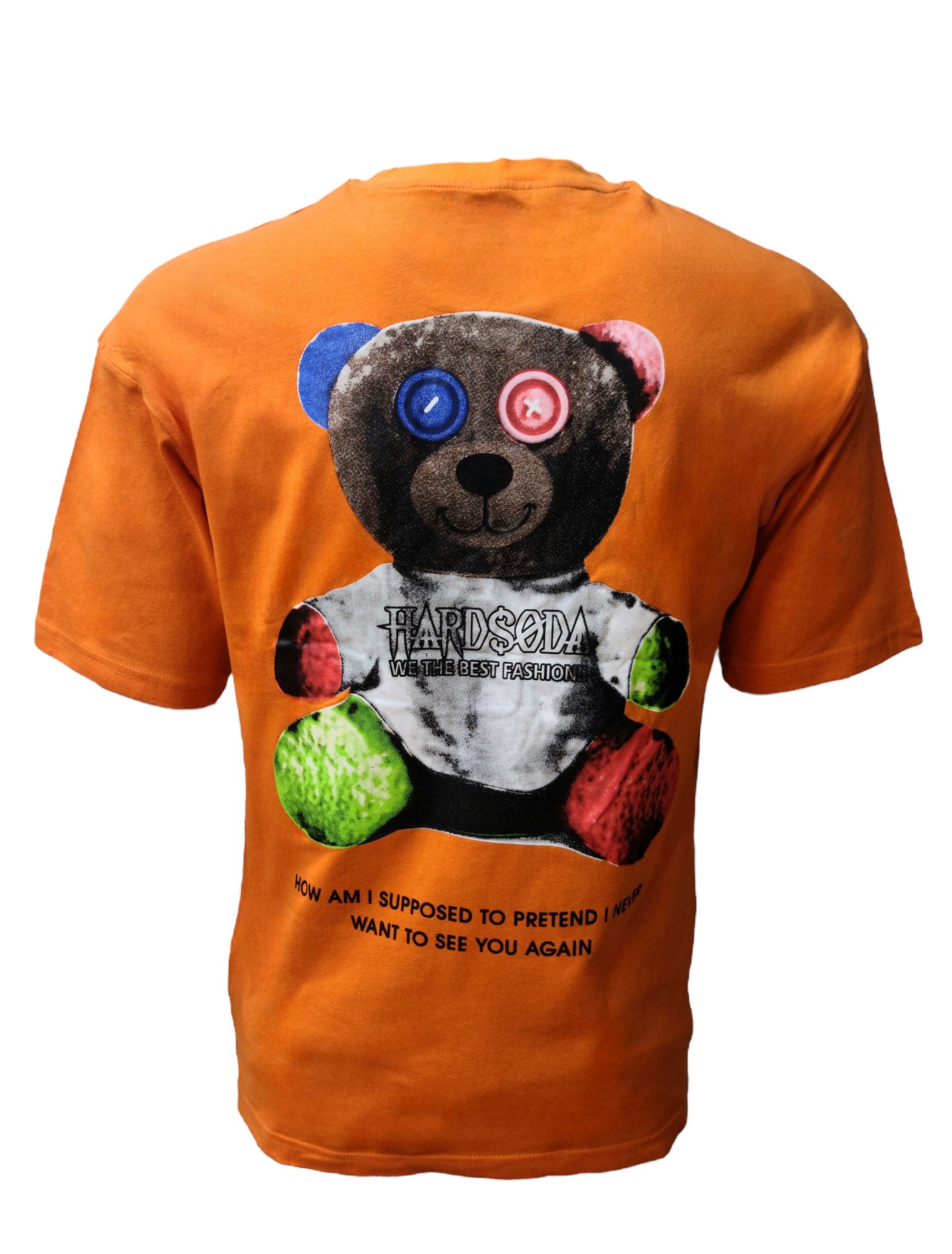 HardSoda Unisex Orange Bear Graphic T-Shirt Back View