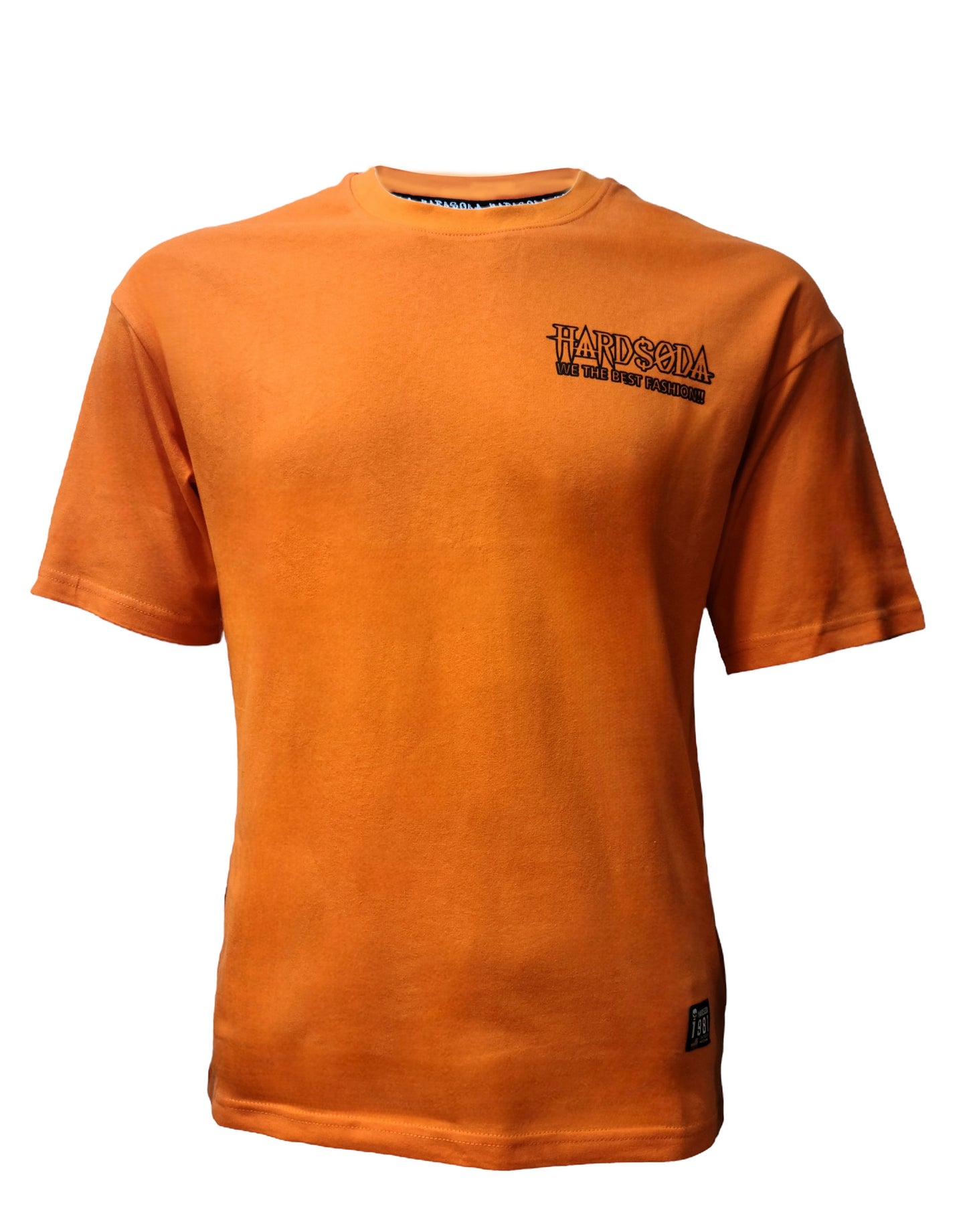  HardSoda Unisex Orange Bear Graphic T-Shirt Front View