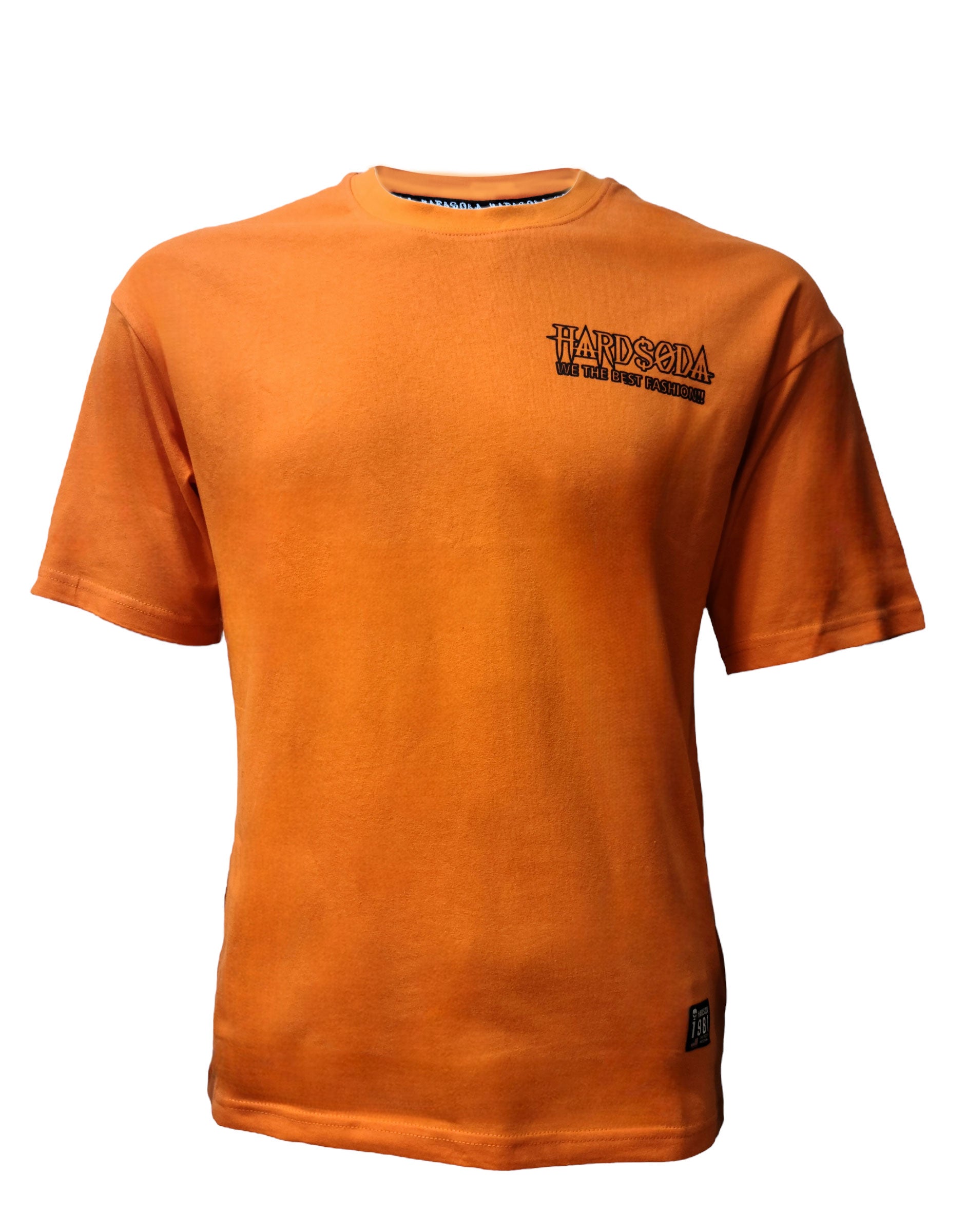  HardSoda Unisex Orange Bear Graphic T-Shirt Front View