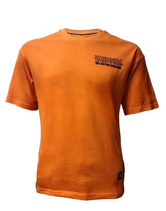  HardSoda Unisex Orange Bear Graphic T-Shirt Front View
