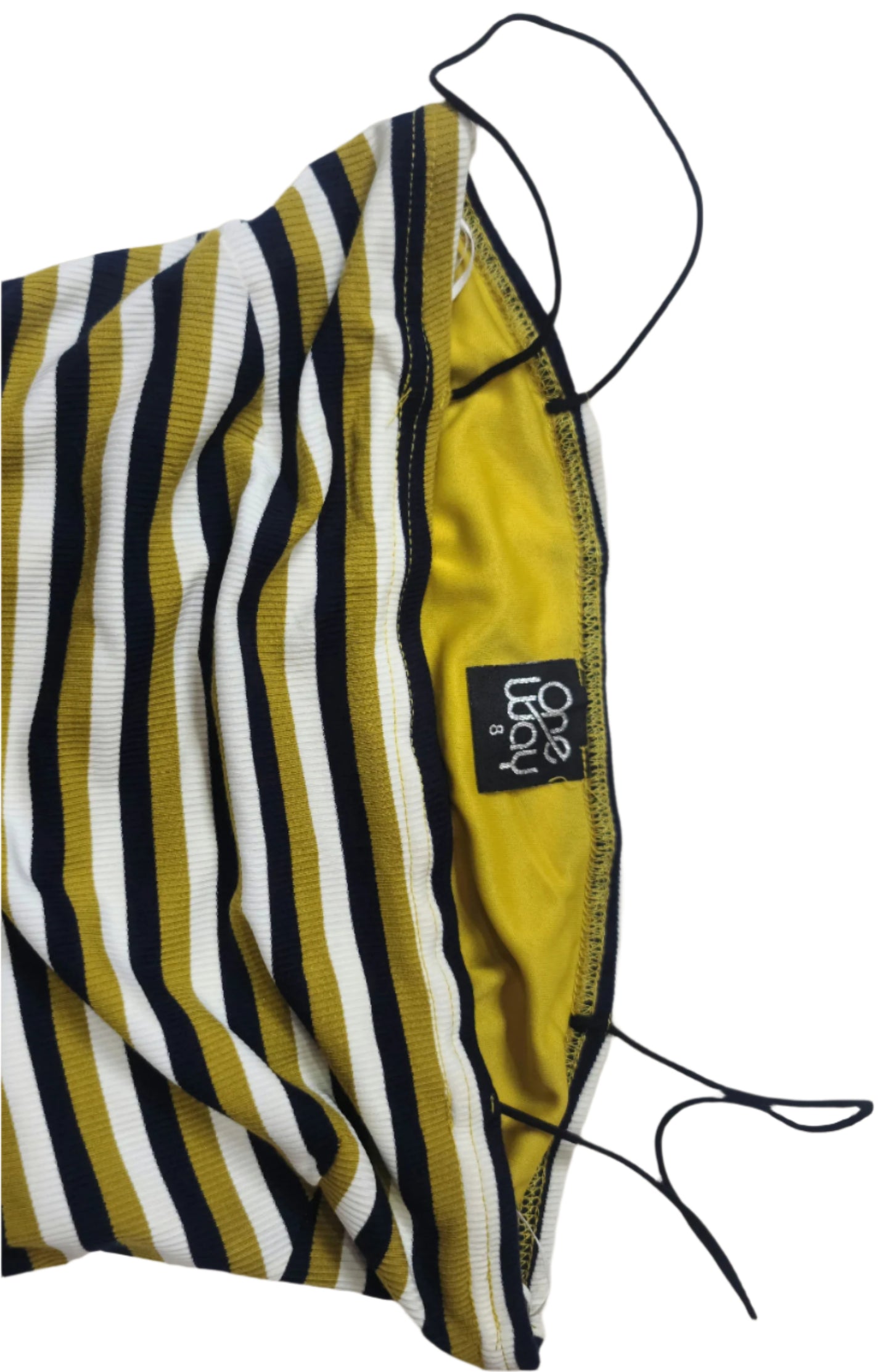 Ladies Striped Sleeveless Mini Dress – Black & Yellow