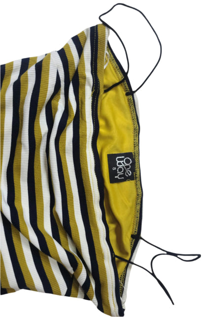 Ladies Striped Sleeveless Mini Dress – Black & Yellow