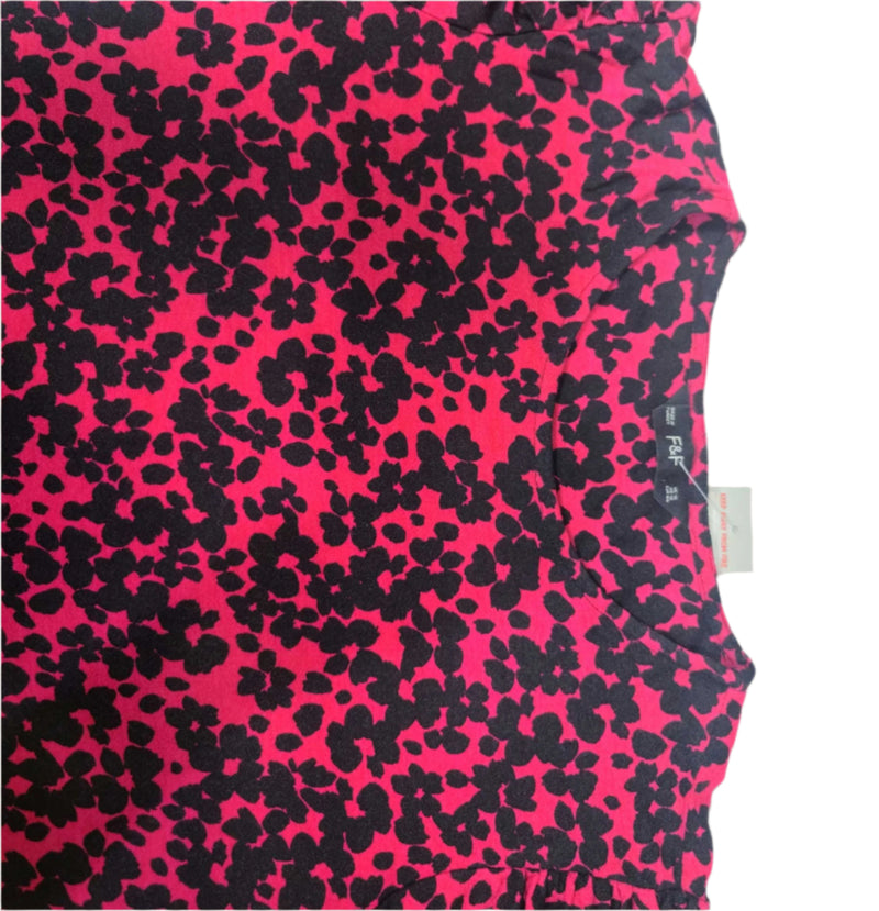 Ladies Maroon Floral Mini Dress – Full Sleeve by F&F