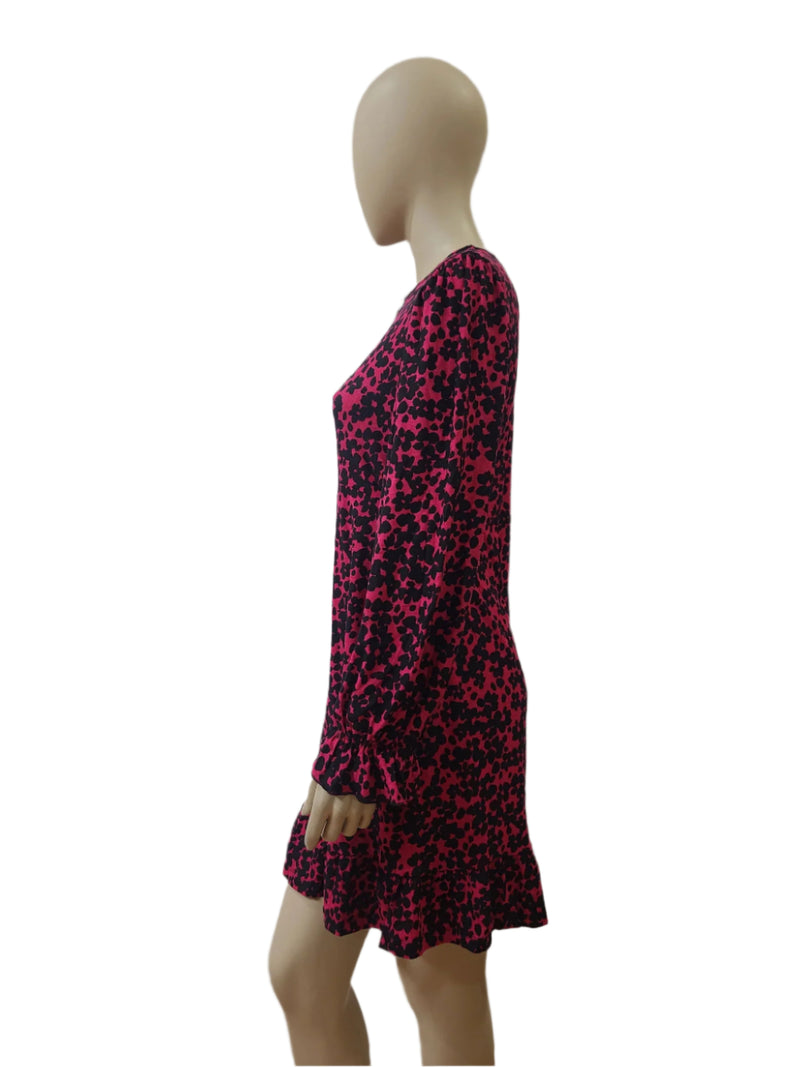 Ladies Maroon Floral Mini Dress – Full Sleeve by F&F