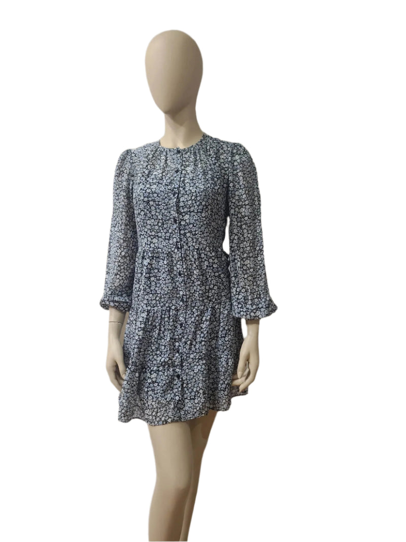 Ladies Blue Floral Mini Dress – Full Sleeve by Primark