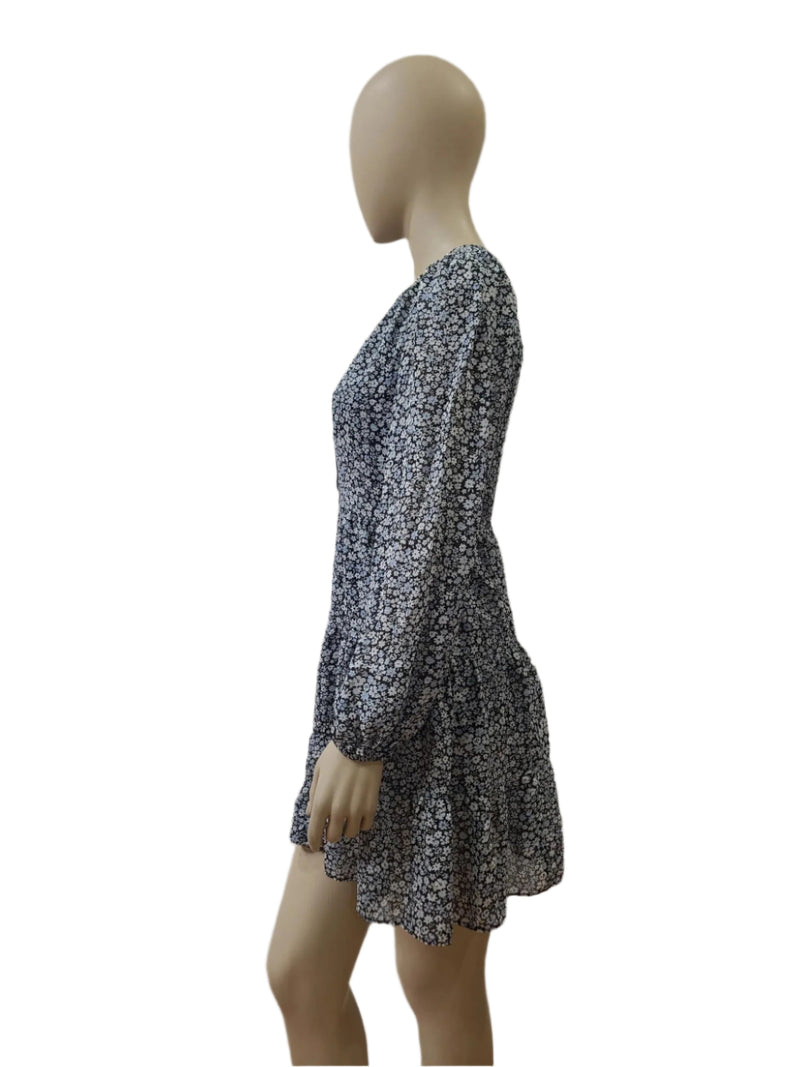 Ladies Blue Floral Mini Dress – Full Sleeve by Primark