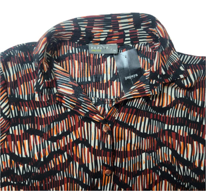 Ladies Printed Button-Down Mini Dress – Full Sleeve by Papaya