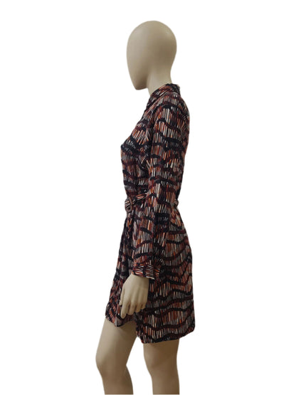 Ladies Printed Button-Down Mini Dress – Full Sleeve by Papaya