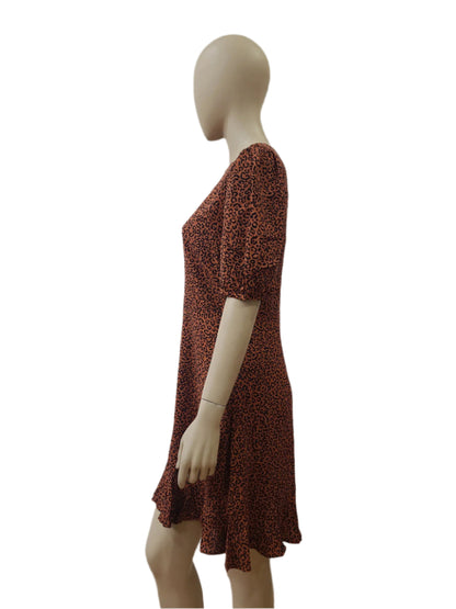 Ladies Vintage Leopard Print Mini Dress – Puff Sleeve by New Look