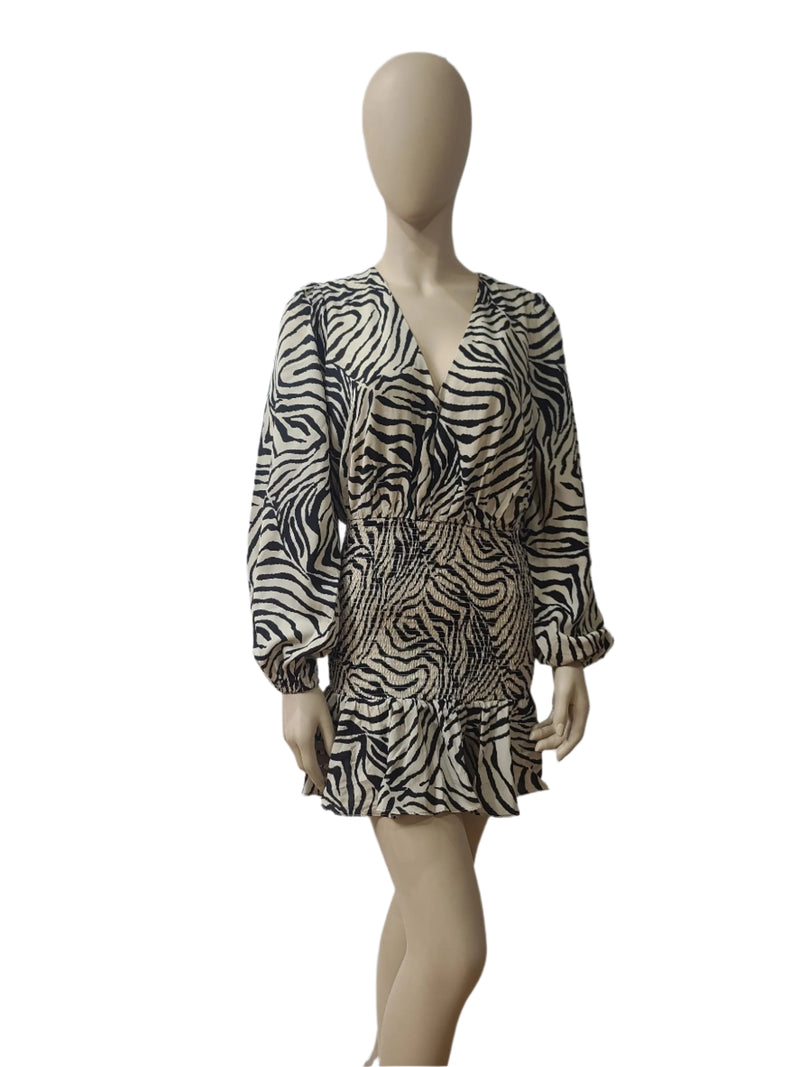 Calli Ladies Zebra Print Mini Dress – Size Medium
