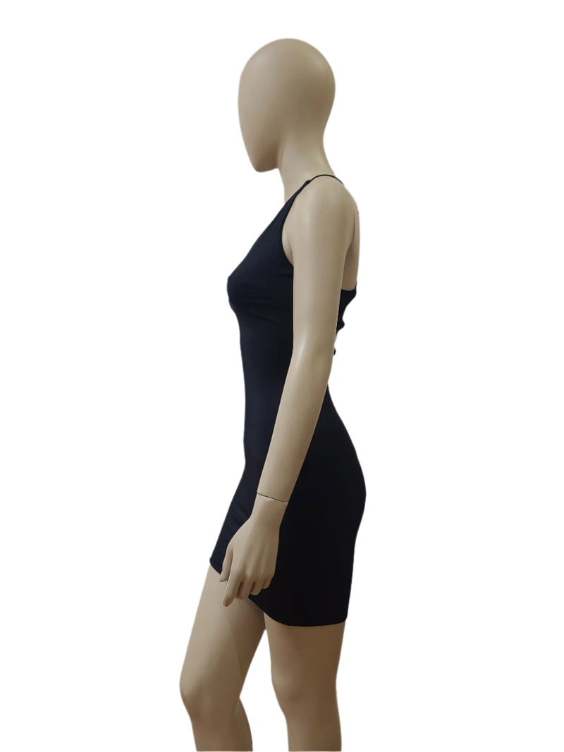 Ladies Black Open Back Mini Dress – Morning Mist