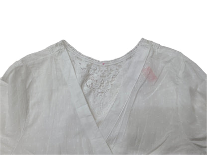 Ladies White Wrap Cotton Mini Dress – Size Medium