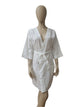 Ladies white cotton wrap mini dress with belt - Medium