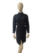 "Front view of black buttoned mini dress with collar neckline and full sleeves – displayed on mannequin"