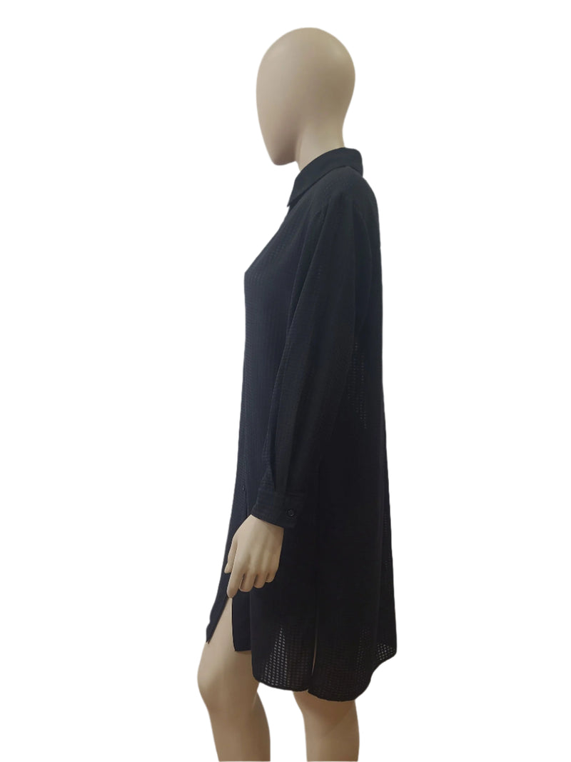 Black Buttoned Mini Dress – Size XL