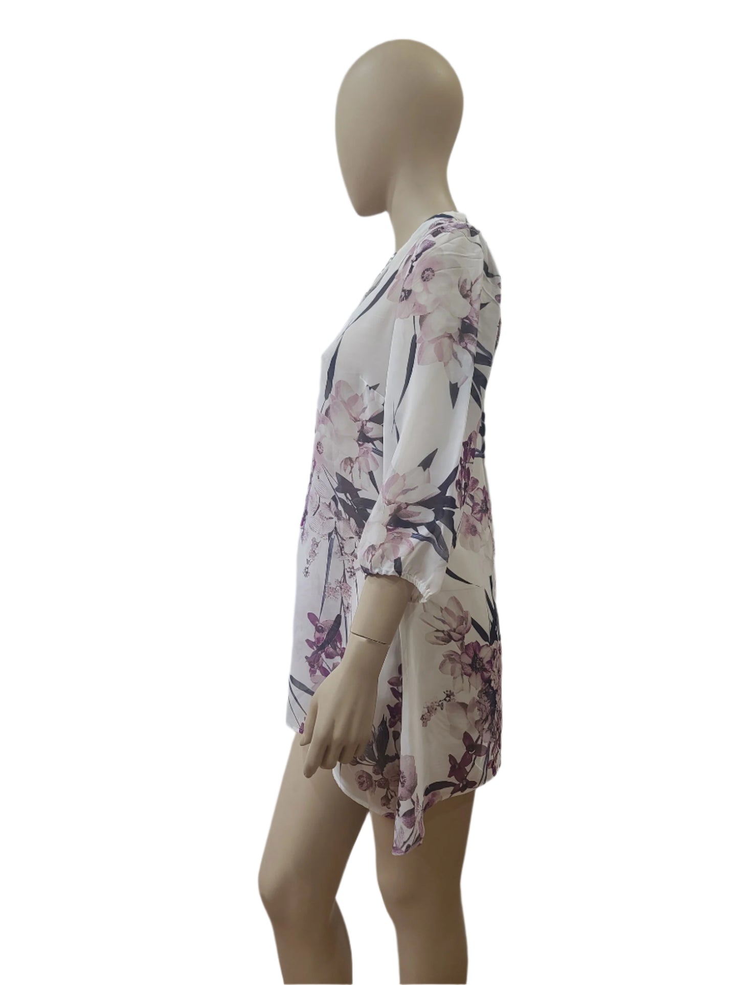 Ladies Pink Floral Mini Dress - Large