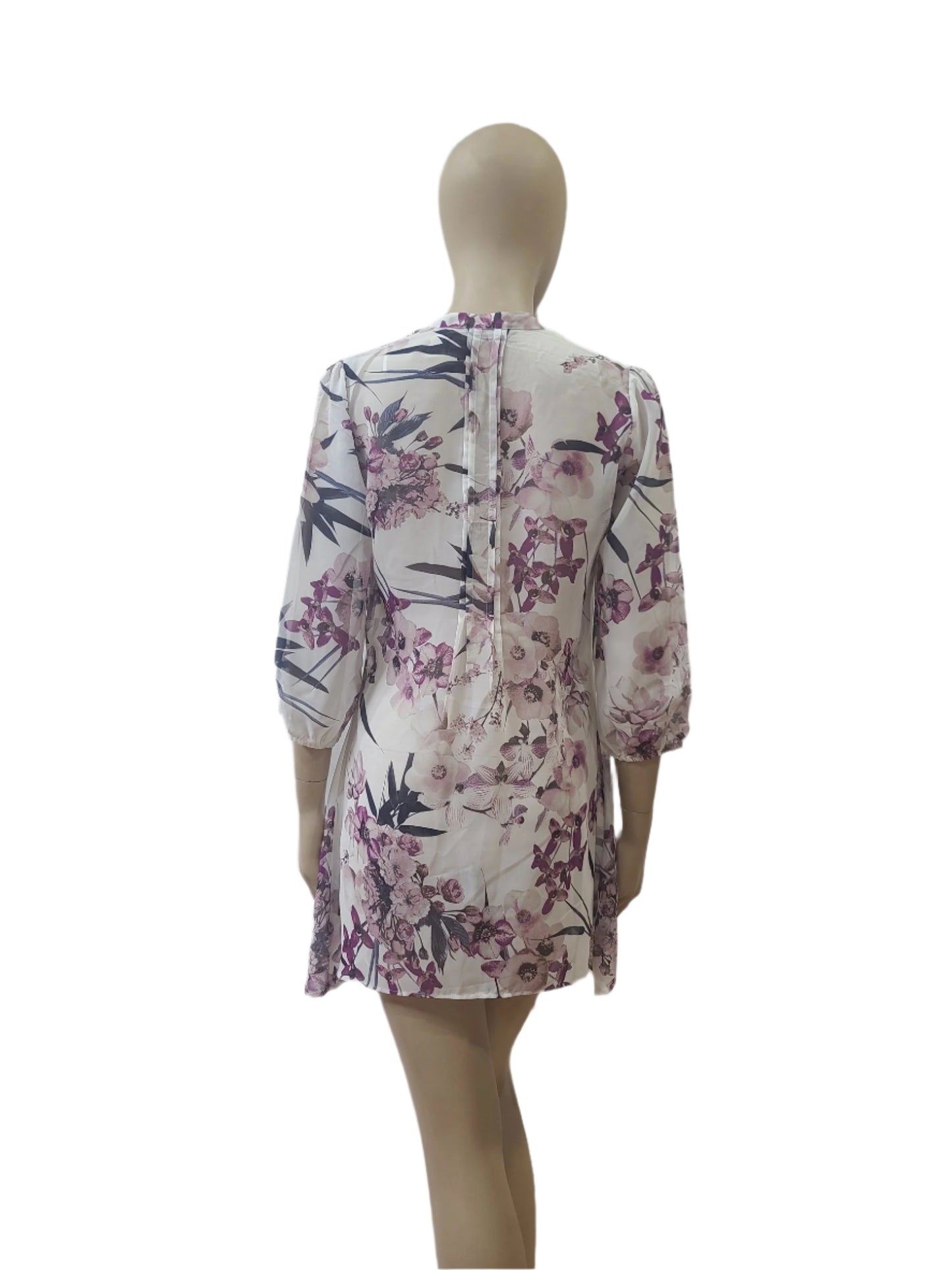 Ladies Pink Floral Mini Dress - Large