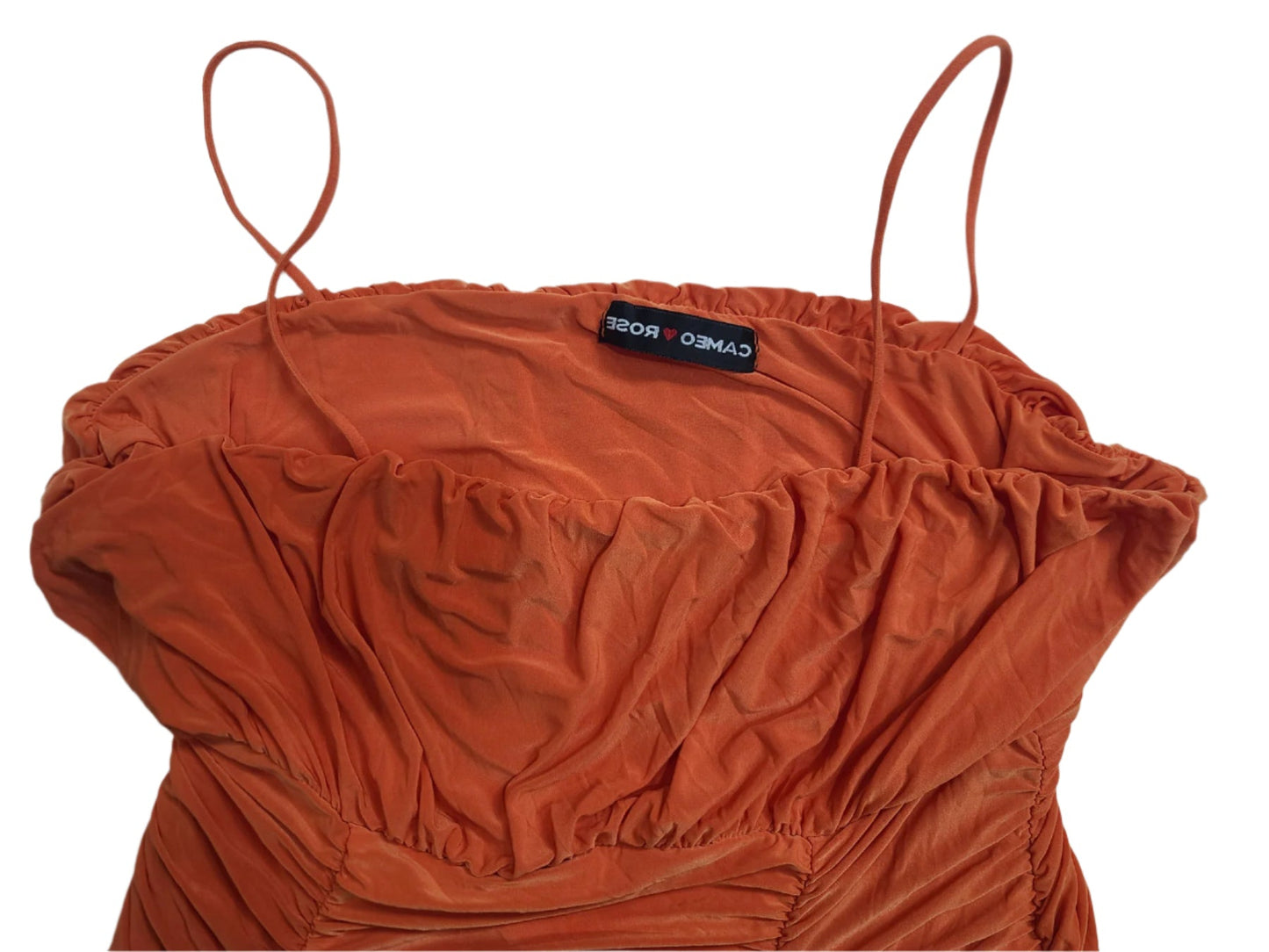 Ladies Ruched Orange Mini Dress – Extra Small