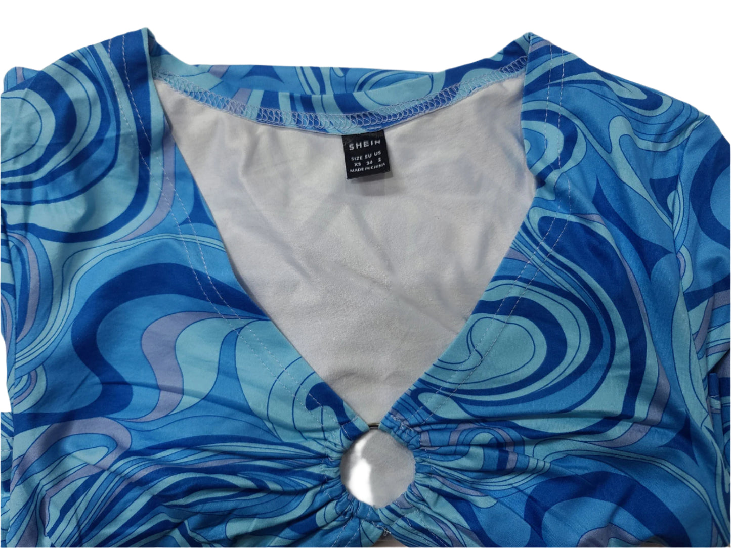 SHEIN Abstract Blue Bodycon Mini Dress – Extra Small Size