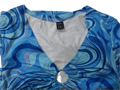 SHEIN Abstract Blue Bodycon Mini Dress – Extra Small Size