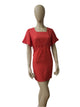 Red cotton mini dress with white polka dots – small size