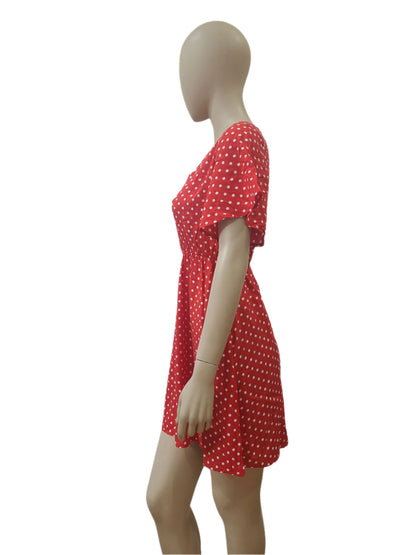 Polka Dot Red Mini Dress – Small Size