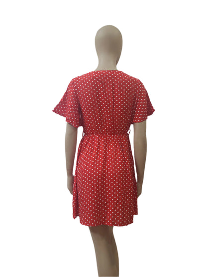 Polka Dot Red Mini Dress – Small Size