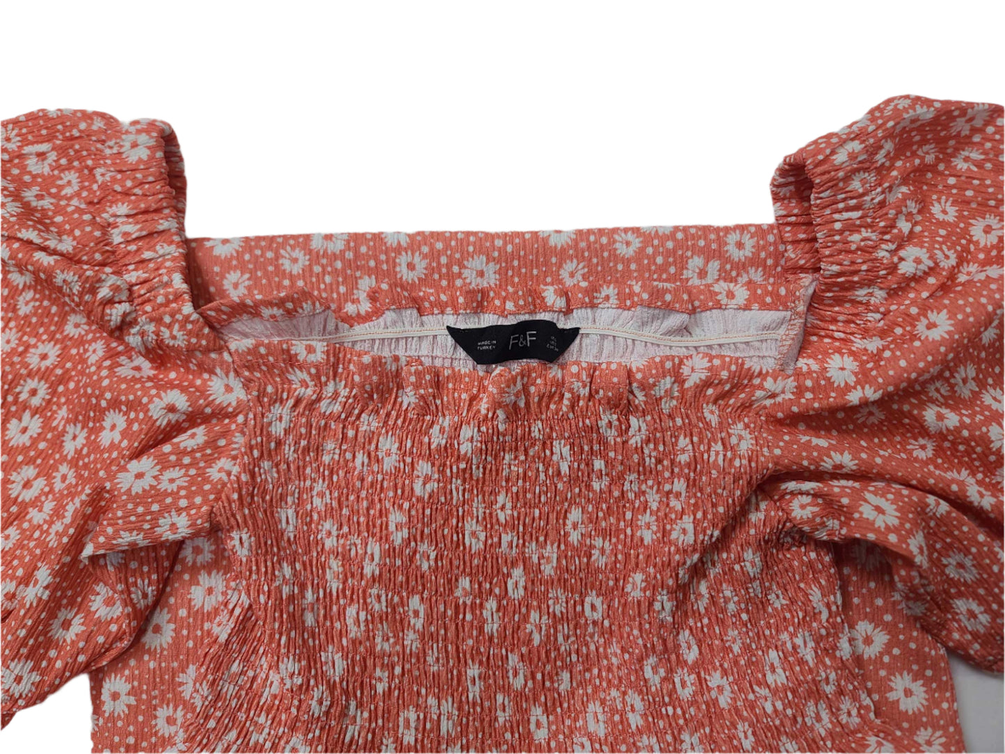 Peach Floral Smocked Mini Dress – Extra Small Size