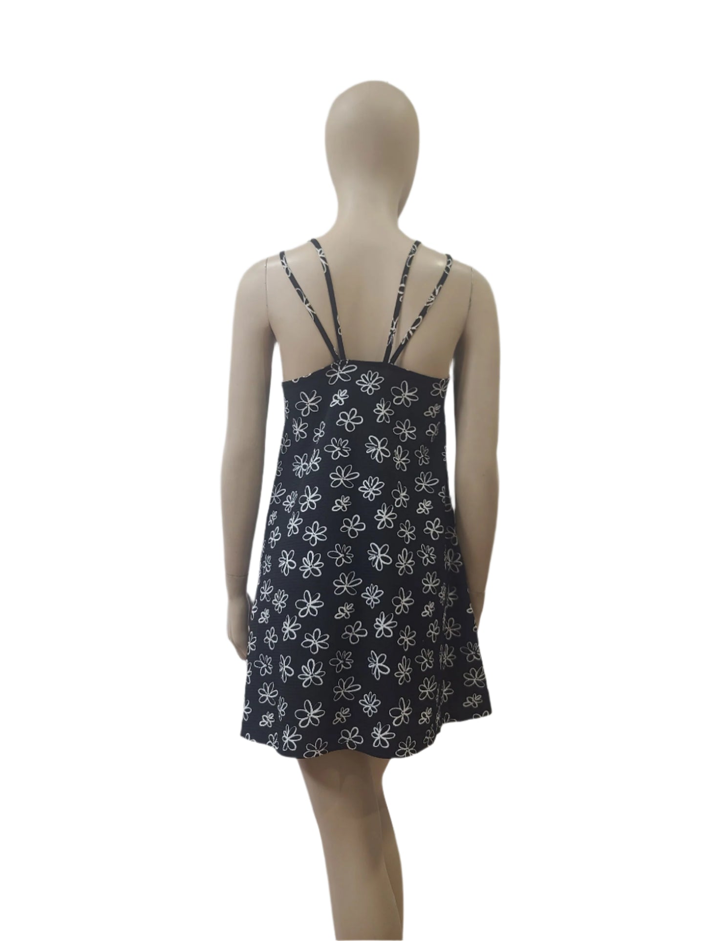 PRIMARK Black Daisy Print Mini Dress – Medium