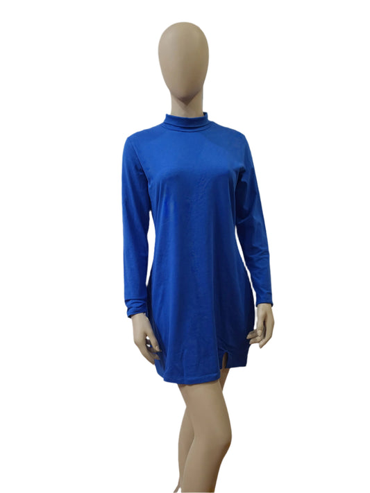 H&M Blue Cotton Mini Dress – Large Size (Bust 38", Height 34")