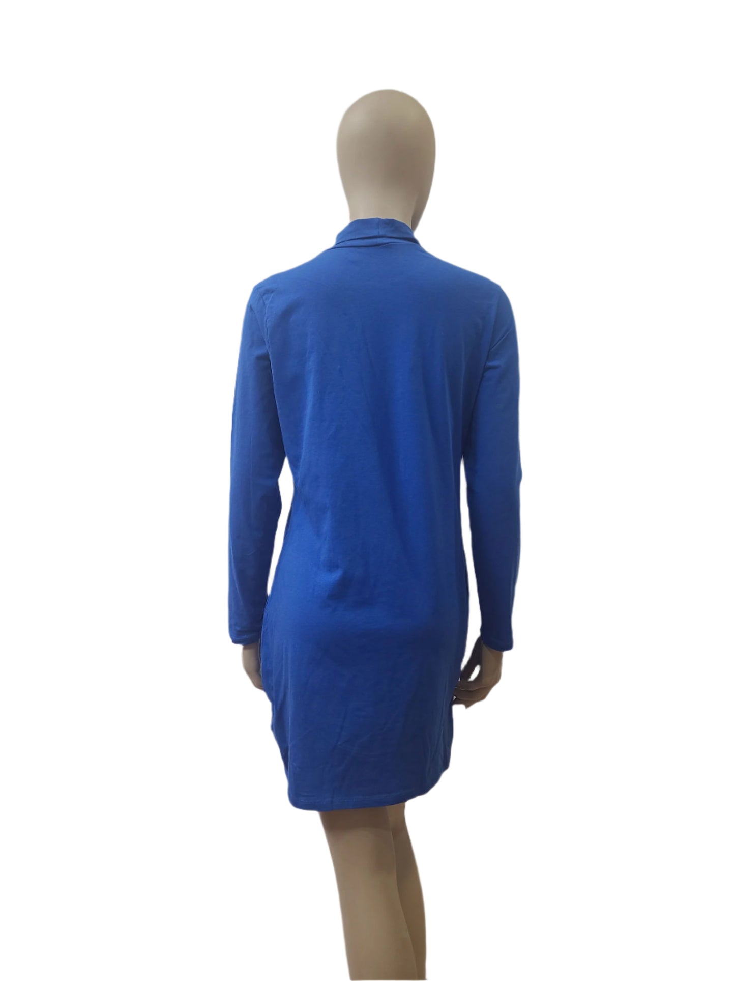 Ladies Solid Blue Cotton Mini Dress – Size Large