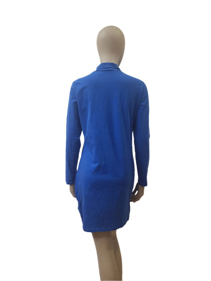 Ladies Solid Blue Cotton Mini Dress – Size Large