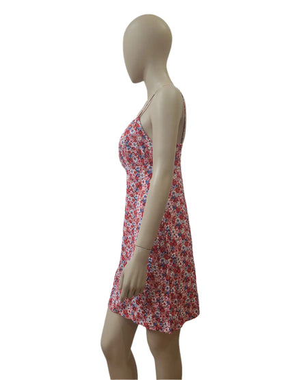Primark Red Floral Cotton Mini Dress – Small Size