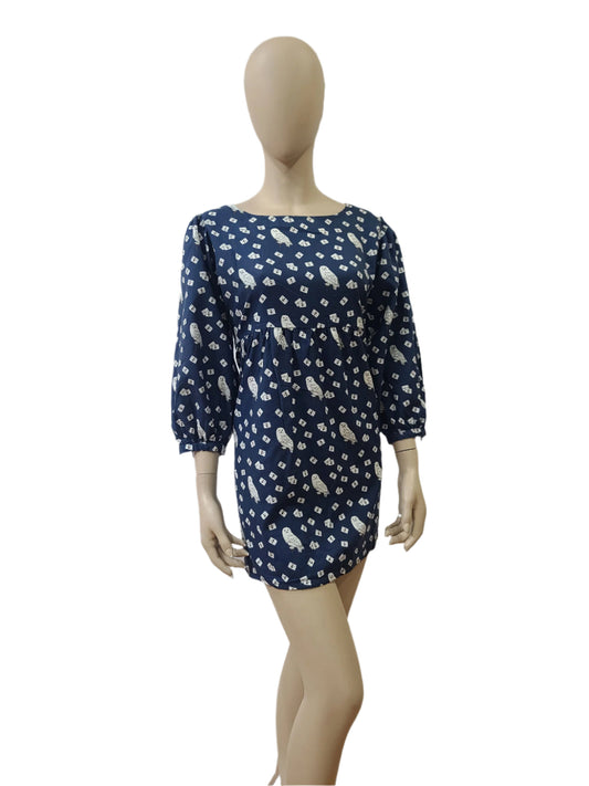Harry Potter navy cotton mini dress with all-over print and full sleeves – medium size