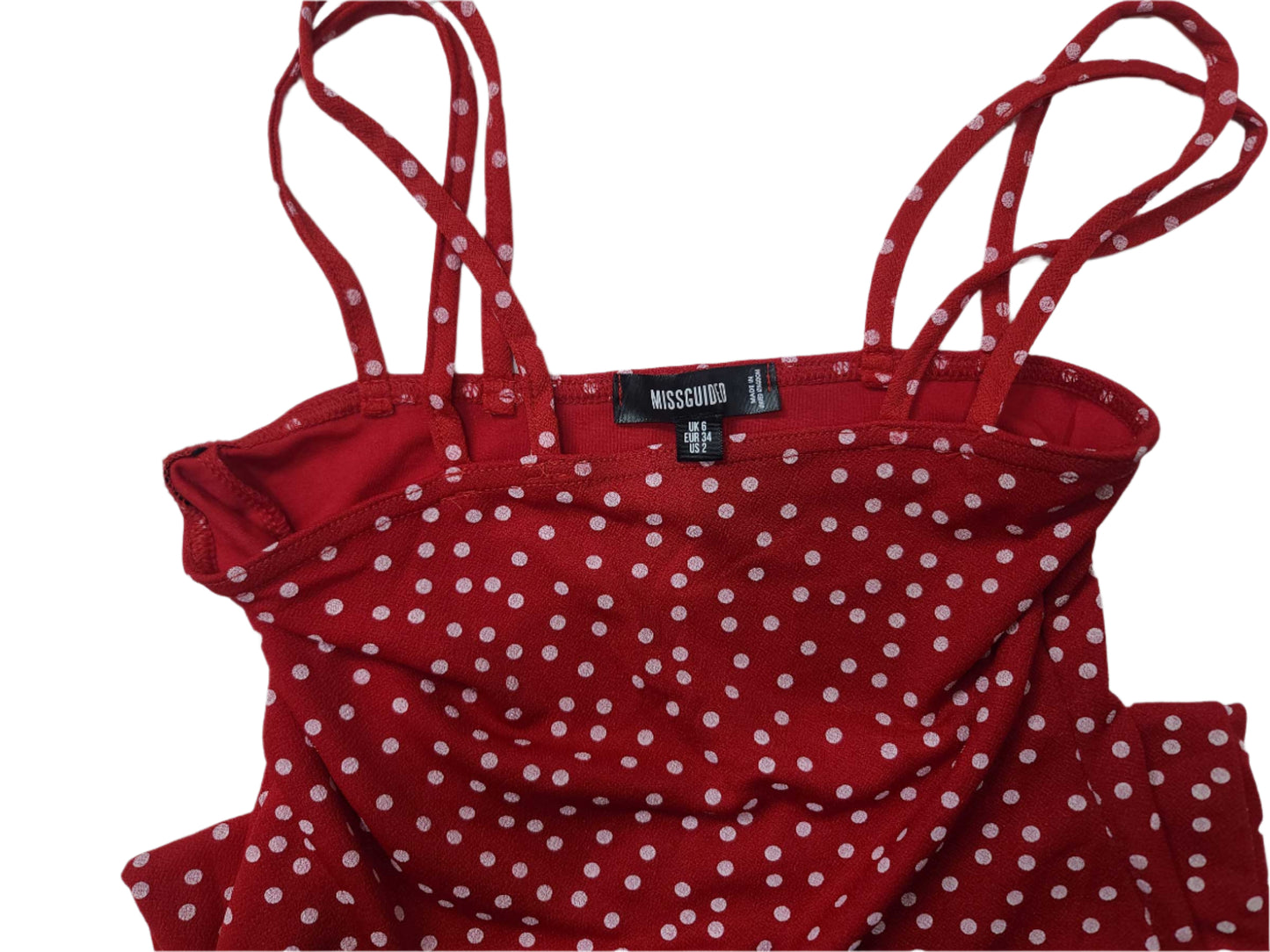 red polka dot dress missguided Missguided Polka Dot Mini Dress Size 4 Red Women's Long Sleeve Romantic Ruffle