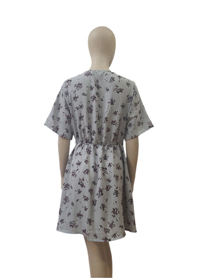 New Look Grey Floral Wrap Mini Dress – Small