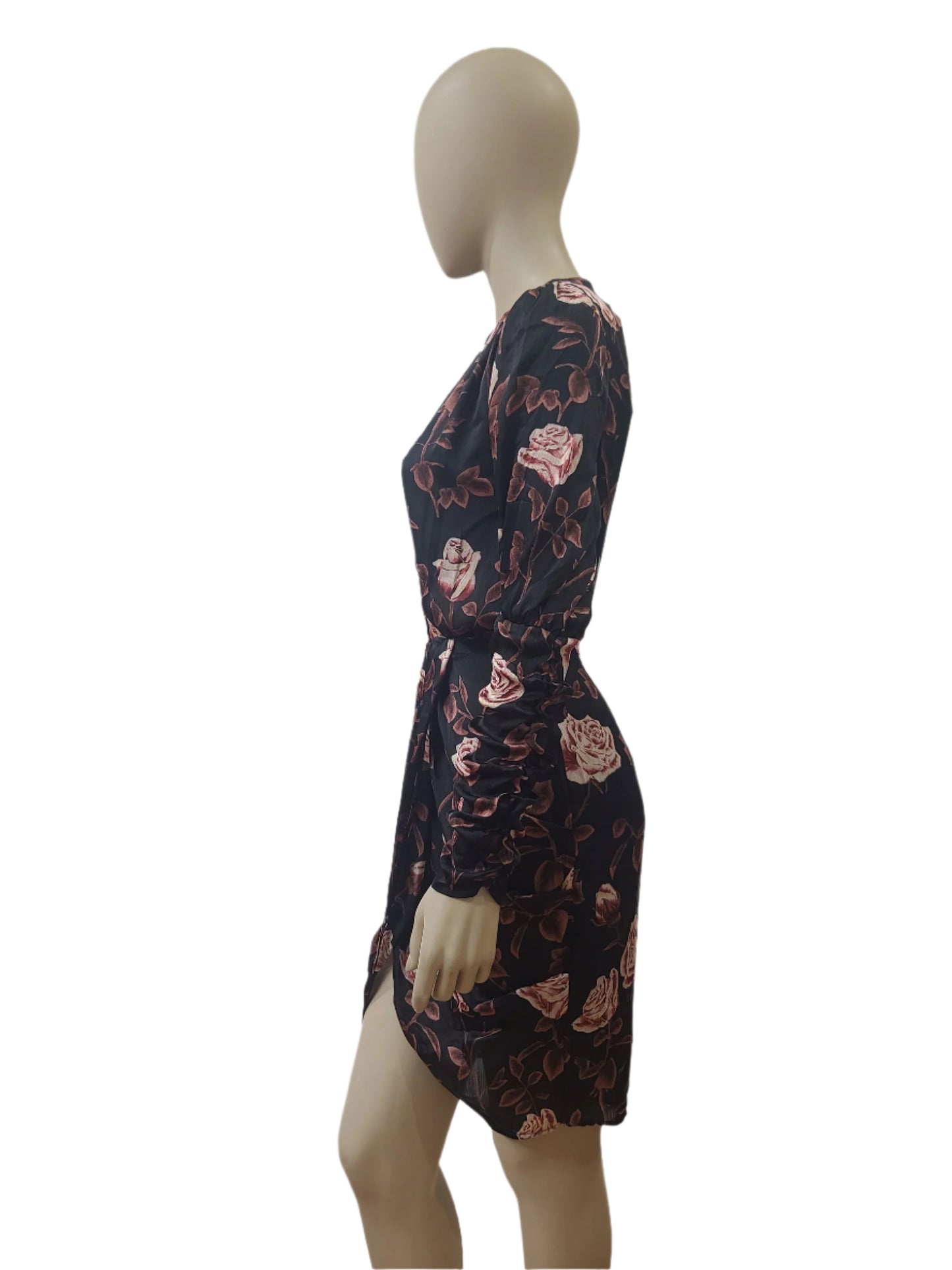 Zara Black Floral Bodycon Mini Dress – Small