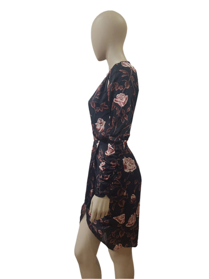 Zara Black Floral Bodycon Mini Dress – Small
