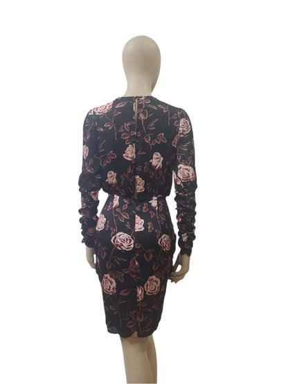 Zara Black Floral Bodycon Mini Dress – Small